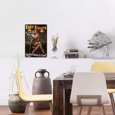 Easy Eight's Pin Up Girl Metal Tin Sign Vintage Retro Wall Art Rustic Bar Decor in Kuwait