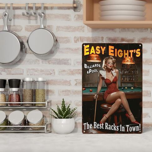 Easy Eight's Pin Up Girl Metal Tin Sign Vintage Retro Wall Art Rustic Bar Decor in Kuwait