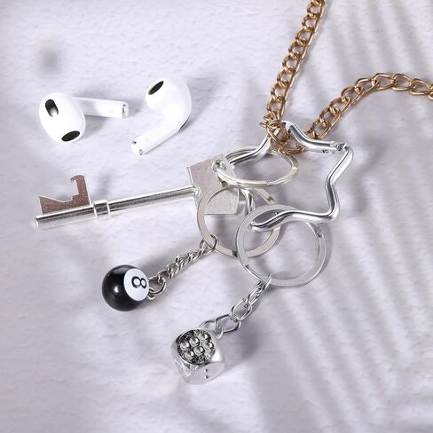 8 Ball Keychain Star Dice Keychain Silver Aesthetic Keychains Key Chain Bottle Opener for Backpack Cute Bag Purse Handbag Accessories for Women Men in Saudi Arabia