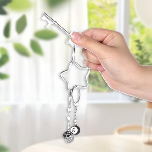 8 Ball Keychain Star Dice Keychain Silver Aesthetic Keychains Key Chain Bottle Opener for Backpack Cute Bag Purse Handbag Accessories for Women Men in Saudi Arabia