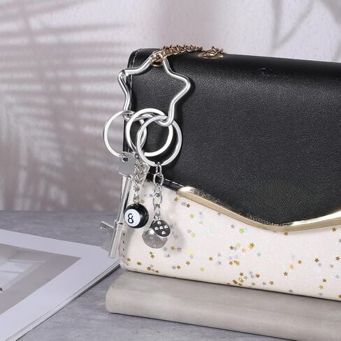 8 Ball Keychain Star Dice Keychain Silver Aesthetic Keychains Key Chain Bottle Opener for Backpack Cute Bag Purse Handbag Accessories for Women Men in Saudi Arabia