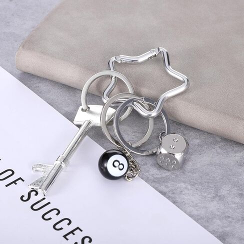 8 Ball Keychain Star Dice Keychain Silver Aesthetic Keychains Key Chain Bottle Opener for Backpack Cute Bag Purse Handbag Accessories for Women Men in Saudi Arabia