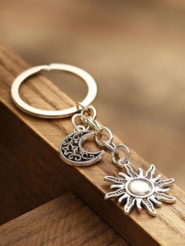 Haquil Moon Star Keychain ، مفتاح محفظة حقيبة اليد سحر ظهر ، حلقة السيارة مفتاح الحامل المجوهرات المجوهرات in Saudi Arabia