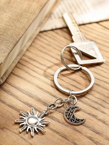 Haquil Moon Star Keychain ، مفتاح محفظة حقيبة اليد سحر ظهر ، حلقة السيارة مفتاح الحامل المجوهرات المجوهرات in Saudi Arabia