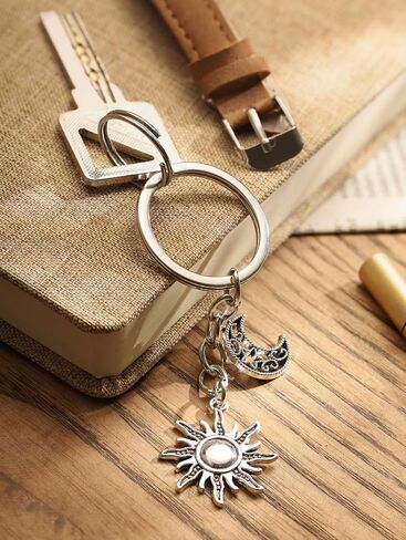 Haquil Moon Star Keychain ، مفتاح محفظة حقيبة اليد سحر ظهر ، حلقة السيارة مفتاح الحامل المجوهرات المجوهرات in Saudi Arabia