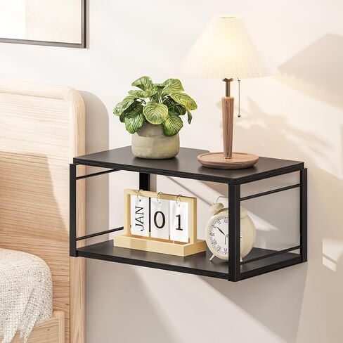 Floating Nightstand, Wood Bedside Shelf Wall Mounted Nightstand, Floating Bedside Table for Bedroom, Living Room, Bathroom, Kitchen, Office (Vintage Brown) in Saudi Arabia
