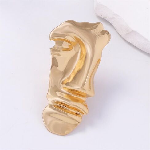 Dtja Vintage Human Half Face Statement Ring for Women Men Gold Plated Adjustable Expandable Large Wide Open Wrap Band Rings Comfort Fit Creative Artistic Birthday Graduation BFF Gift in Saudi Arabia