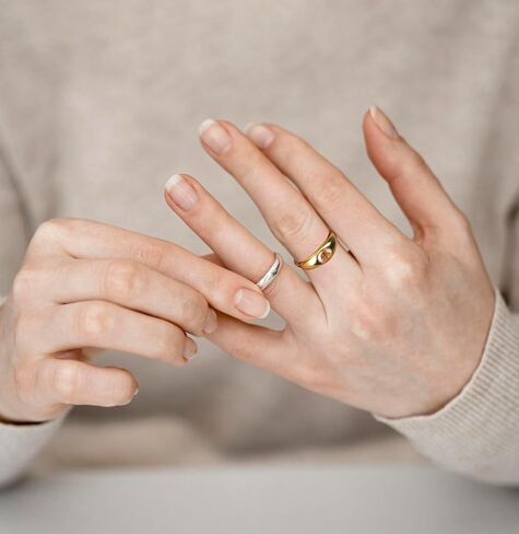 Birthstone Ring for women Stainless Steel 14K Gold Plated Chunky Dome Statement Ring for Women size 6-9 in Kuwait