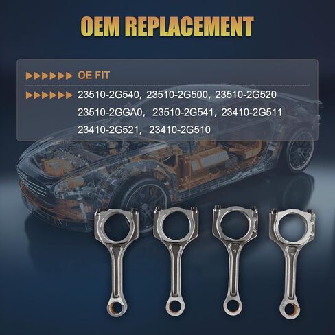 4PCS Connecting Rod 23510-2E001 Fit for 2012-2019 Soul 2.0L,for 2014-2019 Forte 2.0L aftermarket part Replace OE 23510-2E410 in Saudi Arabia