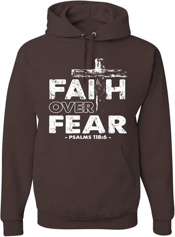 Wild Bobby Faith Over Fear Psalm 118:6 White Inspirational Christian Unisex Hoodie Sweatshirt in Saudi Arabia