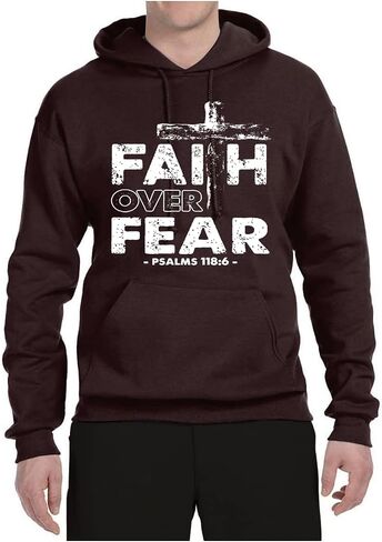 Wild Bobby Faith Over Fear Psalm 118:6 White Inspirational Christian Unisex Hoodie Sweatshirt in Saudi Arabia