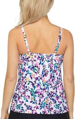 Island Escape Women's Scorpio Floral-Print Twist-Front Tankini Top (White, 16) in Saudi Arabia