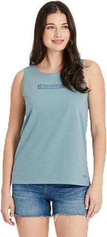 Life is Good. Women's LIG Sanscript Crusher Tank, Smoky Blue in Saudi Arabia