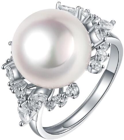 925 Sterling Silver Shiny Round Pearl Ring Platter Pearl Temperament Ring Female Jewelry Found Earring Found in Saudi Arabia