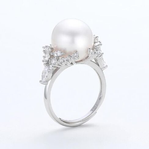 925 Sterling Silver Shiny Round Pearl Ring Platter Pearl Temperament Ring Female Jewelry Found Earring Found in Saudi Arabia