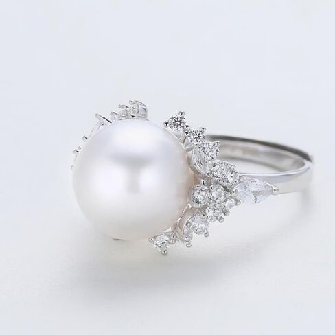 925 Sterling Silver Shiny Round Pearl Ring Platter Pearl Temperament Ring Female Jewelry Found Earring Found in Saudi Arabia