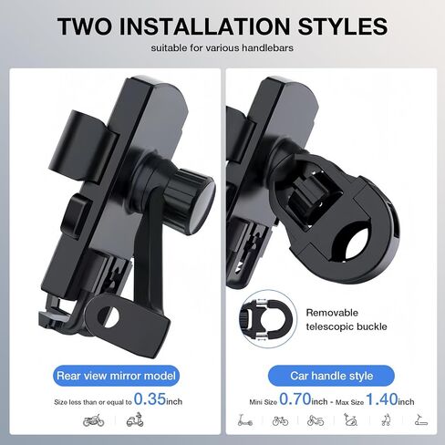 Motorbike Phone Holder Upgraded Bicycle Phone Holder for iPhone 15/14/ 13 More 4.7-6.7’ Phones, Black (Handlebars) in Kuwait