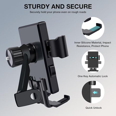 Motorbike Phone Holder Upgraded Bicycle Phone Holder for iPhone 15/14/ 13 More 4.7-6.7’ Phones, Black (Handlebars) in Kuwait