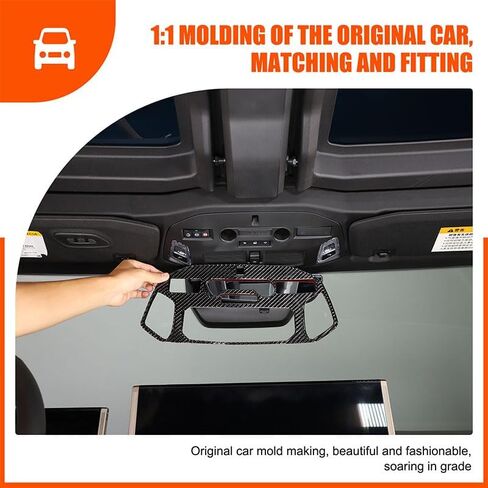 for Hummer EV Accessories Roof Reading Light Lamp Cover Trim Real Carbon Fiber Inner Front Reading Top Light Frame Decoration for Hummer EV Pickup SUV 2024 2025 (Black) in Saudi Arabia