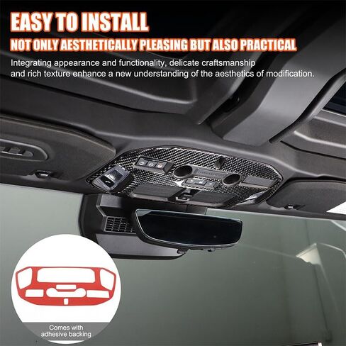 for Hummer EV Accessories Roof Reading Light Lamp Cover Trim Real Carbon Fiber Inner Front Reading Top Light Frame Decoration for Hummer EV Pickup SUV 2024 2025 (Black) in Saudi Arabia