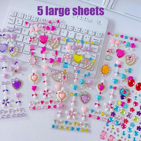 NOOEPC Gem Stickers Jewels for Crafts, Rhinestone Gemstone Stickers Self Adhesive Jewel Face Gems Stick on Gemsfor DIY, Crafts Supplies for Kids Rhinestones for Bedazzling in Kuwait