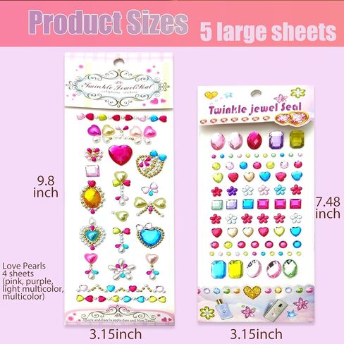 NOOEPC Gem Stickers Jewels for Crafts, Rhinestone Gemstone Stickers Self Adhesive Jewel Face Gems Stick on Gemsfor DIY, Crafts Supplies for Kids Rhinestones for Bedazzling in Kuwait