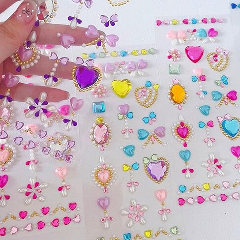 NOOEPC Gem Stickers Jewels for Crafts, Rhinestone Gemstone Stickers Self Adhesive Jewel Face Gems Stick on Gemsfor DIY, Crafts Supplies for Kids Rhinestones for Bedazzling in Kuwait