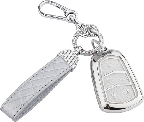 بالنسبة إلى غطاء مفتاح كاديلاك ، فإن مفاتيح مفاتيح TPU Soft Soft Bling Key FOB مفتاح FOB لـ CADILLAC 2020-UP CT4 CT5 XTS XTS XT4 XT5 ATS (5 أزرار) مفاتيح ذكية ، Silver Clear in Saudi Arabia