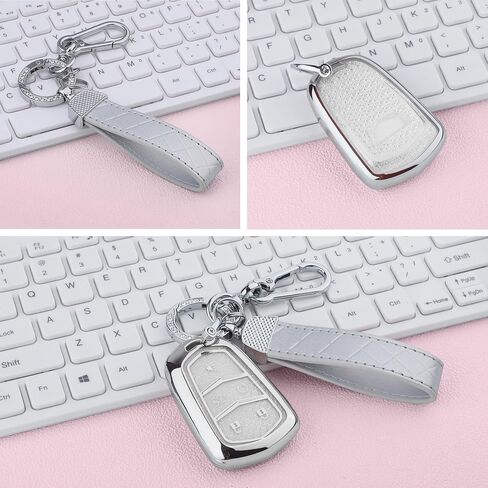 بالنسبة إلى غطاء مفتاح كاديلاك ، فإن مفاتيح مفاتيح TPU Soft Soft Bling Key FOB مفتاح FOB لـ CADILLAC 2020-UP CT4 CT5 XTS XTS XT4 XT5 ATS (5 أزرار) مفاتيح ذكية ، Silver Clear in Saudi Arabia