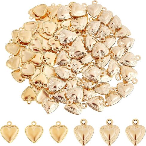DICOSMETIC 200pcs 4 Styles Puffy Heart Charms Stainless Steel Textured Heart Pendants 3D Small Love Pendants Valentines Jewelry Gift for Jewelry Making, Hole:1mm in Saudi Arabia