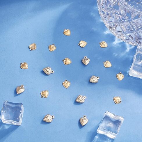 DICOSMETIC 200pcs 4 Styles Puffy Heart Charms Stainless Steel Textured Heart Pendants 3D Small Love Pendants Valentines Jewelry Gift for Jewelry Making, Hole:1mm in Saudi Arabia