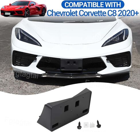 Front License Plate Mount Bracket Replacement Compatible with Chevrolet Corvette C8 2020-2025, ABS Front Bumper License Plate Frames Holder, License Plate Trim Base Replacement Kit in Saudi Arabia