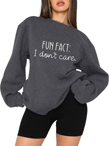 funfact أنا لا أهتم بملبة من النوع الثقيل للنساء Y2K Sweatshirts كبير الحجم in Kuwait