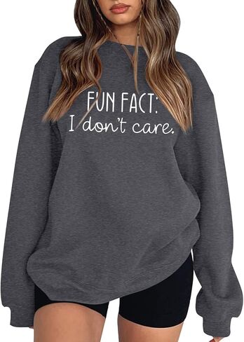 funfact أنا لا أهتم بملبة من النوع الثقيل للنساء Y2K Sweatshirts كبير الحجم in Kuwait