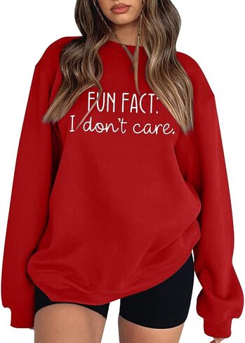 funfact أنا لا أهتم بملبة من النوع الثقيل للنساء Y2K Sweatshirts كبير الحجم in Kuwait