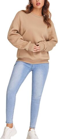 MakeMeChic Women's Casual Long Sleeve Crew Neck Oversized Sweatshirt Pullover Tops in Saudi Arabia