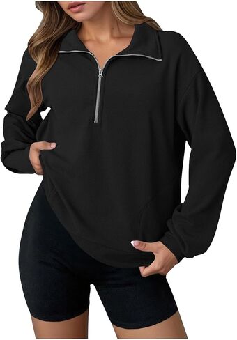 نصف نسبة من النوع الثقيل من النوع الثقيل العشري 2025 غير رسمية طويلة الأكمام السوستة pulover comfy السقوط y2 in Saudi Arabia