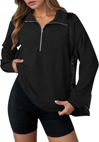 نصف نسبة من النوع الثقيل من النوع الثقيل العشري 2025 غير رسمية طويلة الأكمام السوستة pulover comfy السقوط y2 in Saudi Arabia
