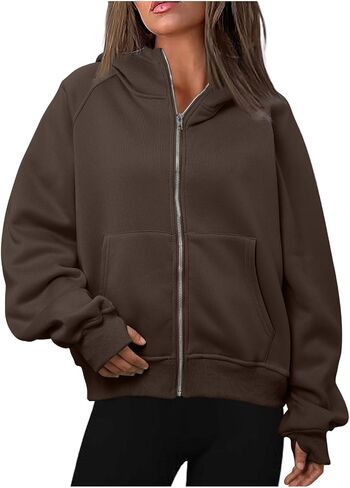 Womens Zip Up Hoodies Fleece Jackets Oversized Sweatshirts Fall Fashion Outfits 2025 Sweaters Winter Clothes in Saudi Arabia