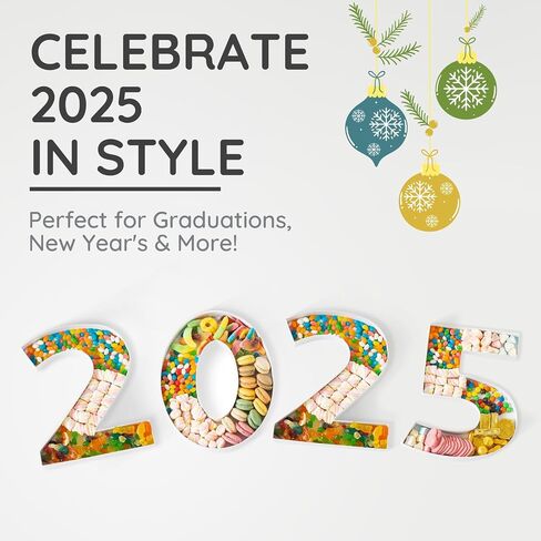 Soul & Lane 2025 Charcuterie Board Numbers, White Fillable Number Boxes for Graduation and New Year's Parties, Large Paper Mache Snack Tray Cutouts in Kuwait