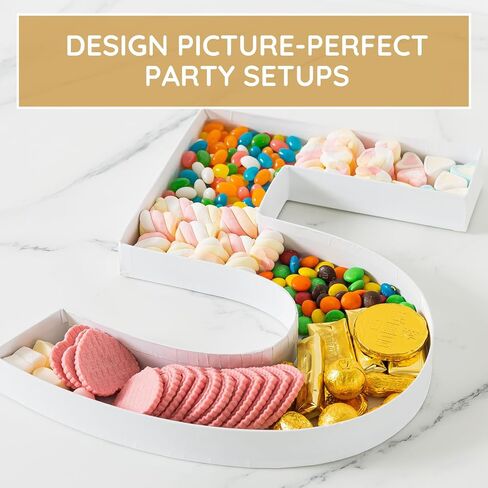 Soul & Lane 2025 Charcuterie Board Numbers, White Fillable Number Boxes for Graduation and New Year's Parties, Large Paper Mache Snack Tray Cutouts in Kuwait