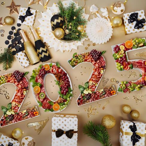 Soul & Lane 2025 Charcuterie Board Numbers, White Fillable Number Boxes for Graduation and New Year's Parties, Large Paper Mache Snack Tray Cutouts in Kuwait