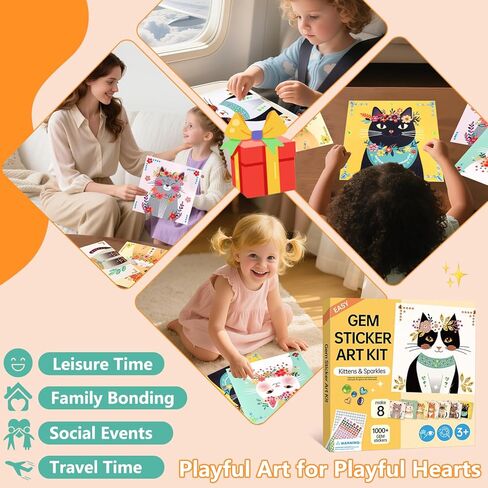 Marlrin Gem Sticker Kit for Kids, 8 Unicorn Princess Themes, Crafts Kits for Girls Ages 4-8, Arts & Crafts Toys, Diamond Painting for Girls - Birthday and Christmas Gift for Kids Ages 3, 4, 5, 6, 7, 8 in Kuwait