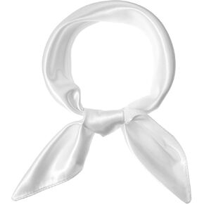 White Silk Feeling Scarf for Women, 23.6 Inch Square Head Scarves Satin Bandana Retro Purse Scarf for Handbags Neck Scarves for Costume Accessory in Kuwait