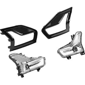 زوج Hecasa LED LED LID Light & Pozel متوافق مع استبدال Ford Fusion 2019-2020 لـ FO2593252 FO2592252 مجموعة مصباح الضباب مجموعة محطات الصدمات الأمامية in Saudi Arabia