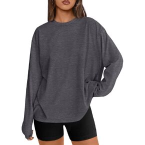 REORIA Women's Oversized Y2K Long Sleeve T-Shirt Crewneck Fall Casual Tee Basic Workout Top Trendy Clothes 2025 in Kuwait