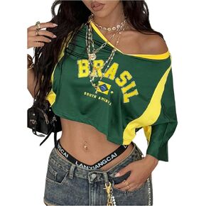 SOLY HUX Women's Y2k Crop Tops Graphic Baggy T Shirts Festival Rave Outfits Streetwear Sportswear in Saudi Arabia