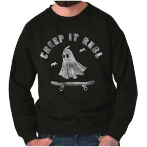 Brisco Brands Halloween Ghost Creep It Real Skater Sweatshirt for Men or Women in Saudi Arabia