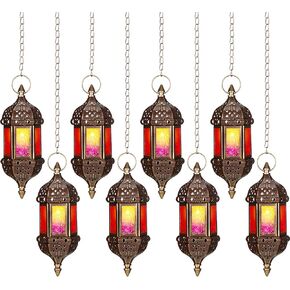 Retisee 2 Pcs Hanging Moroccan Lantern Hanging Hexagon Decorative Moroccan Candle Lantern Holders Hanging Candle Lantern Indoor Outdoor Candle Holder for Patio Weddings Christmas Decoration in Kuwait