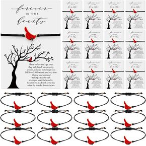 Qilery 12 Sets Cardinal Gifts Christmas Cardinal Bracelet for Women Bracelet with Cardinal Pendants Loss of Loved One Memorial Bracelet for Christmas Religious Church Party Favor Supplies in Kuwait